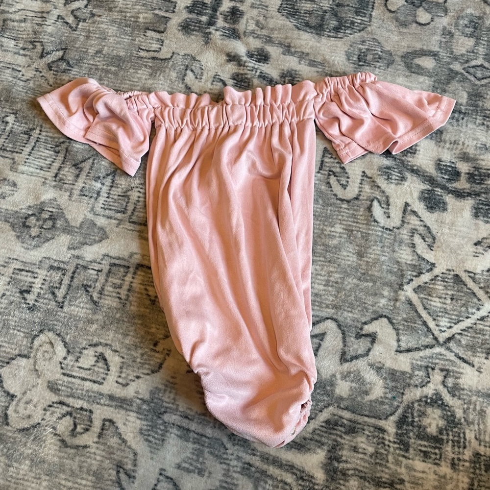 Bailey's Blossoms Pink Off-Shoulder Kids Romper